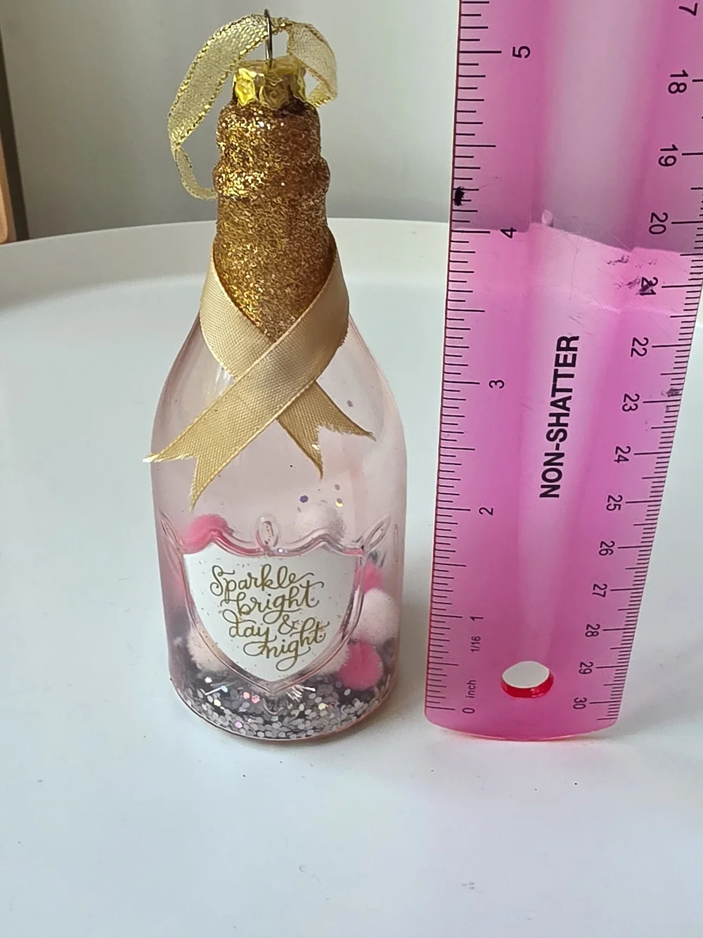 Hallmark Signature Pink and Gold Sparkle Bottle Ornament